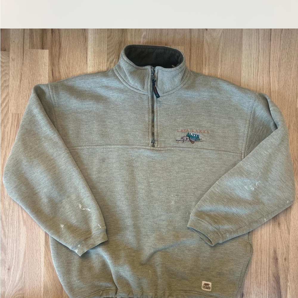 Men's Gray/Tan Half-Zip Sweater